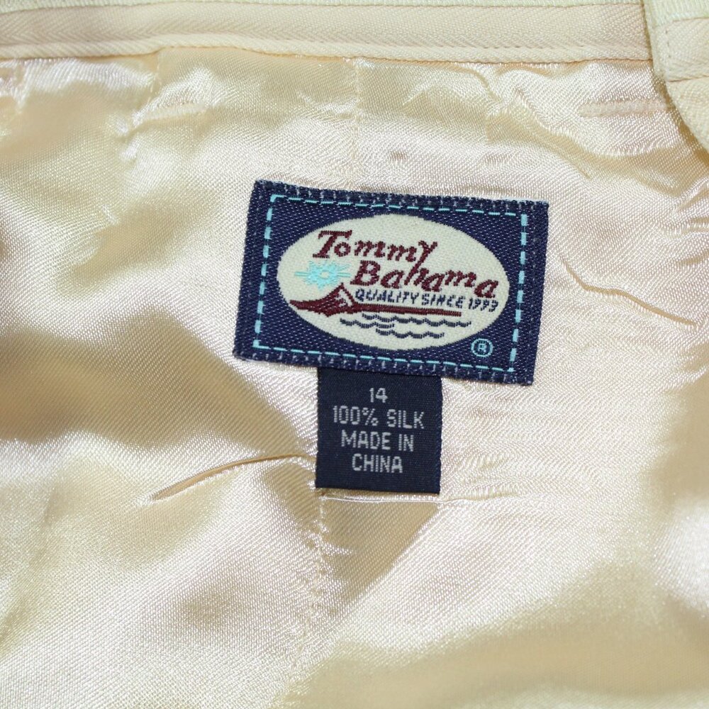 Vintage Tommy Bahamas Yellow Silk Dress Shorts - Picture 6 of 8